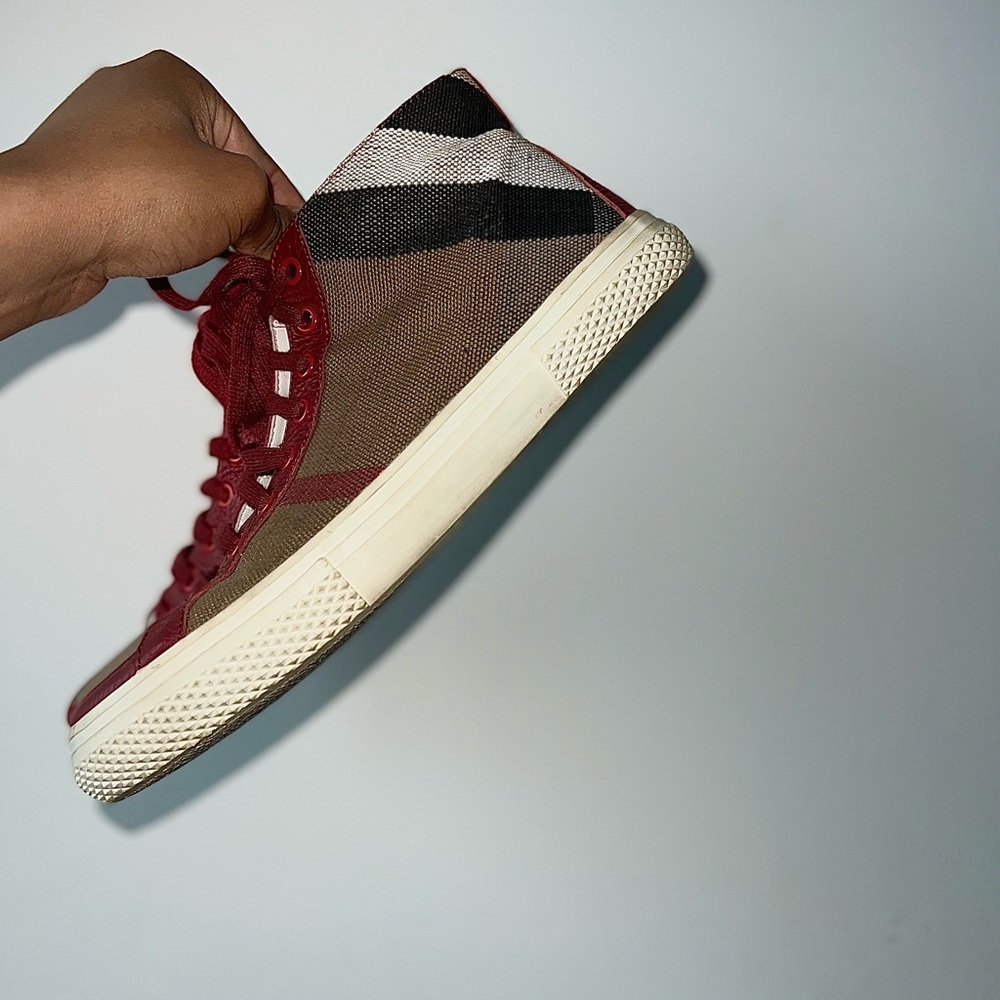 Woven Burgundy Burberry Sneakers